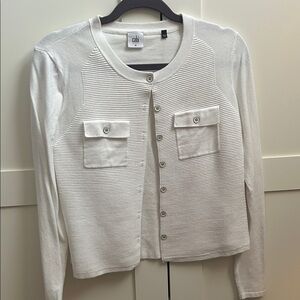 CAbi Women's Cream Button-Up Cardigan